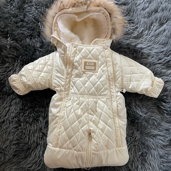 Baby snowsuit bunting with removable wool lining 0-6 months - Picture 1 of 3